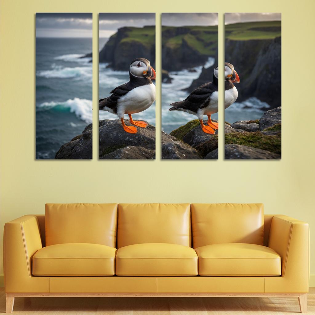 The Colorful Puffin Clown Of The Sea Modern Paintings Frame