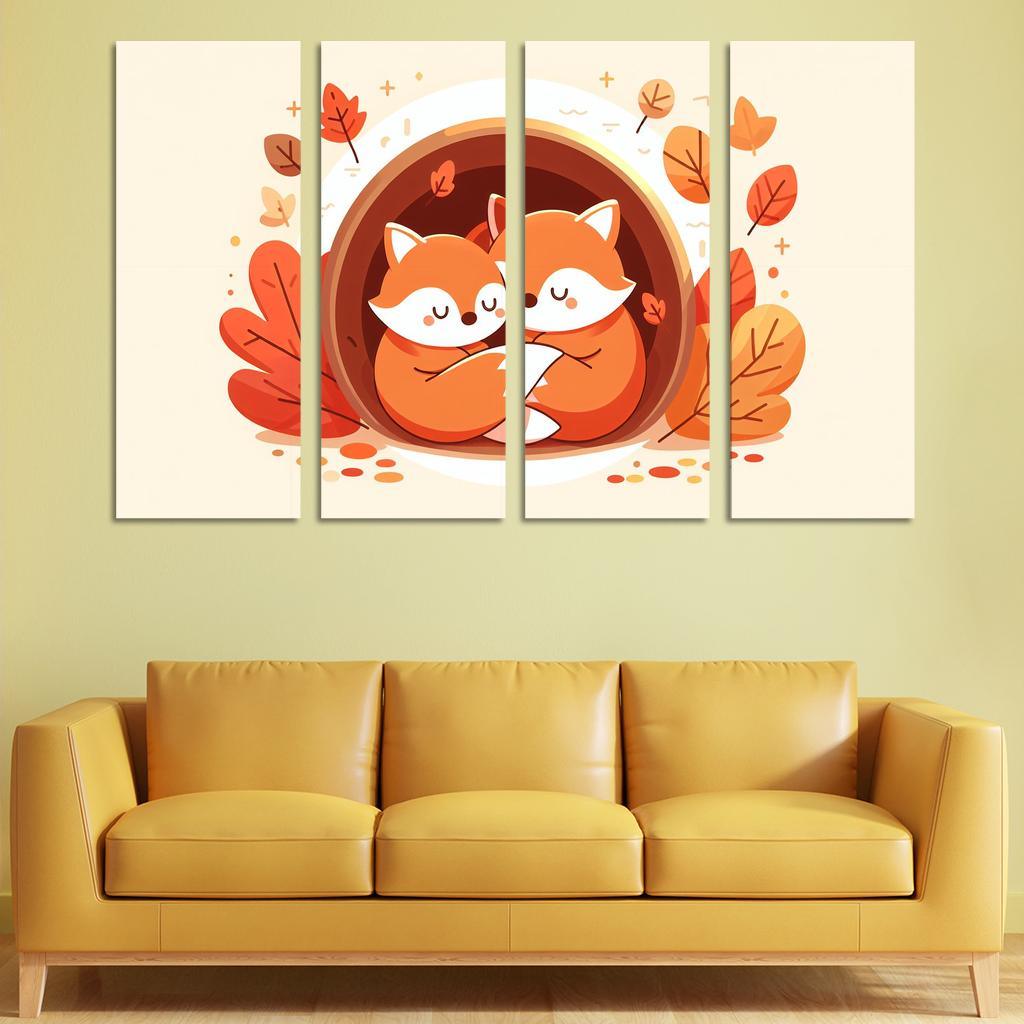 Friendly Foxes - Cozy Companions Framed Paintings