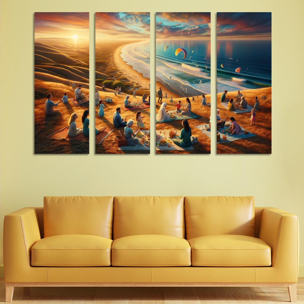 Bayside Retreat Scenic Picnic Spot Multi-panel Paintings