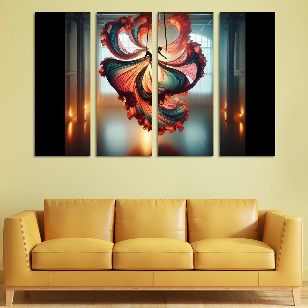 Aerial Silks Dance in the Air 4 Piece HD Modern Canvas Panels-Original Frame