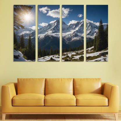 The Grandeur Of Snow-capped Peaks Oil Paintings Frame