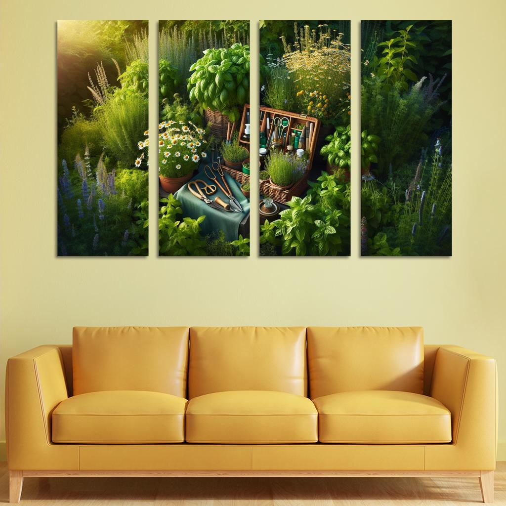 Herbalism Cultivate Your Healing Garden 4 Piece HD Modern Canvas Panels-Original Frame