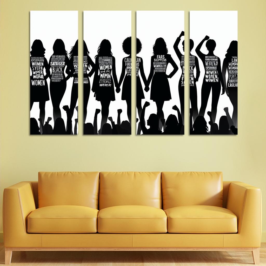Voices of Change Empowering Women through Art 4 Piece HD Modern Canvas Panels-Original Frame