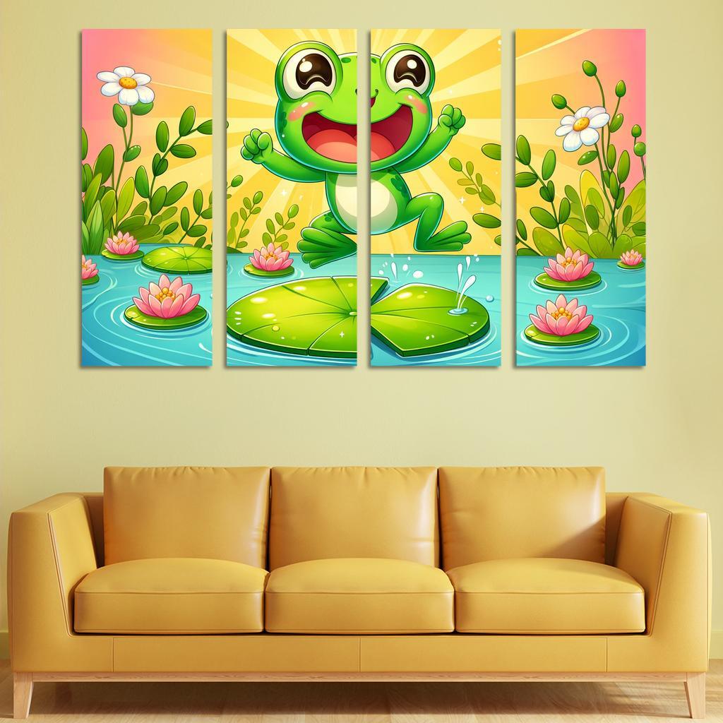 Friendly Frogs - Pond Fun Framed Paintings