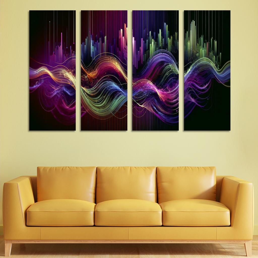 Musical Echoes Harmony 4 Piece HD Modern Canvas Panels-Original Frame