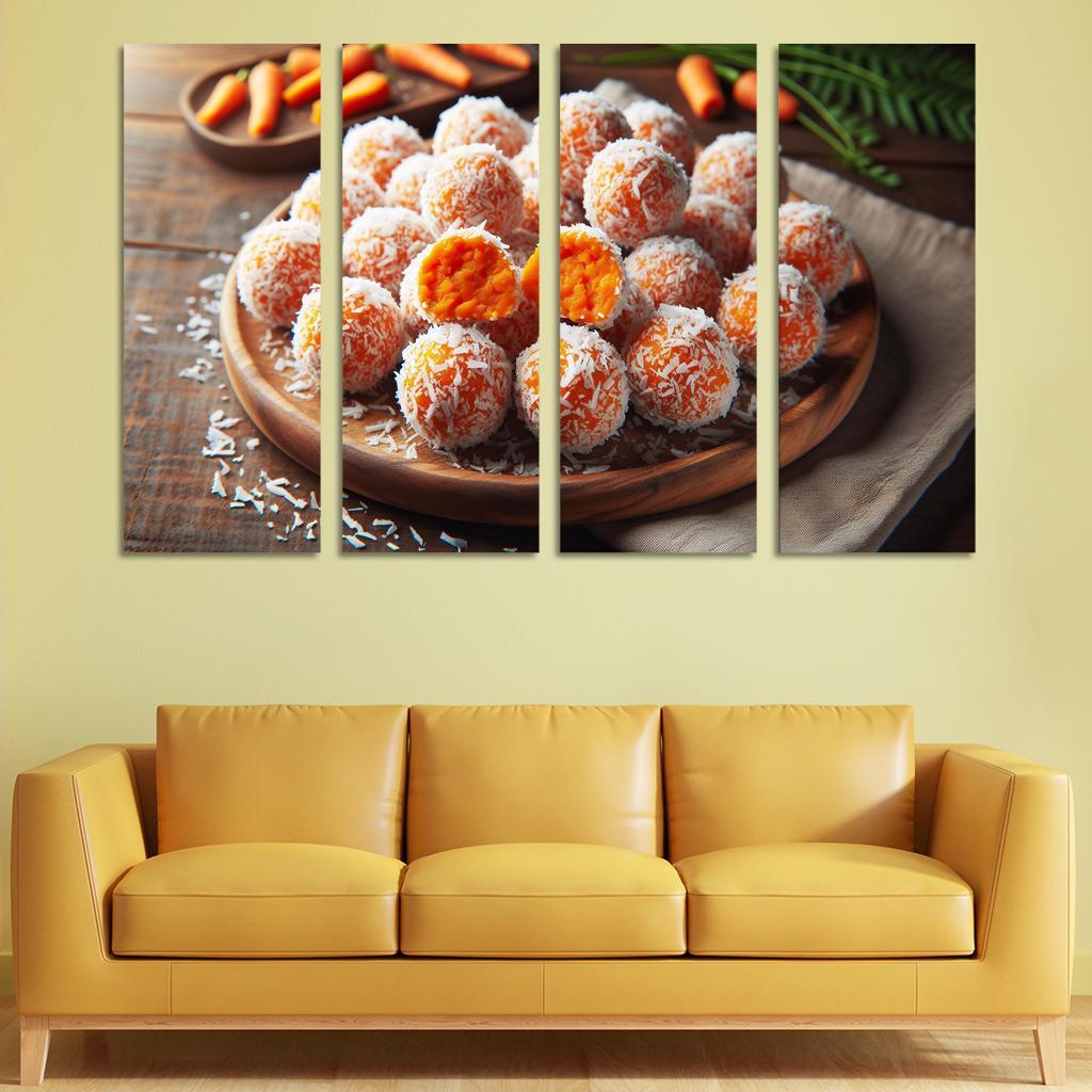Carrot Cake Energy Bites 4 Piece HD Modern Canvas Panels-Original Frame