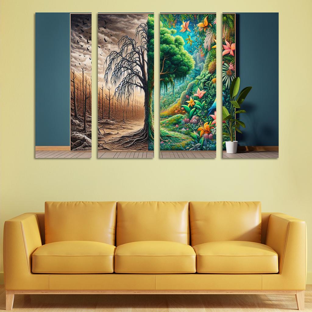 The Last Breath A Call for Climate Justice 4 Piece HD Modern Canvas Panels-Original Frame
