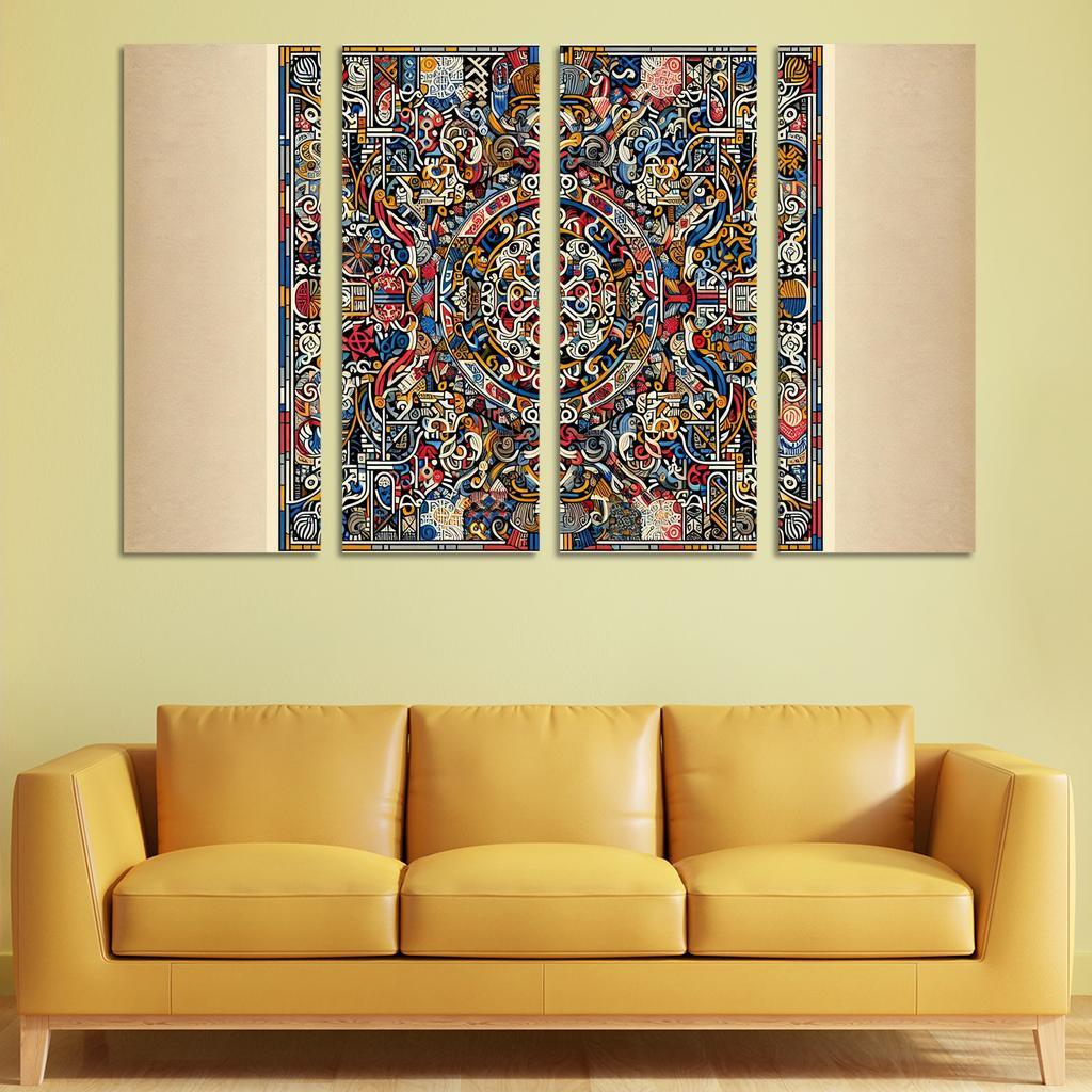 Cultural Mosaic Celebrating Diversity and Heritage 4 Piece HD Modern Canvas Panels-Original Frame