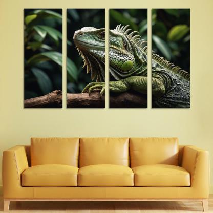 The Mysterious Green Iguana A Lizard Of The Tropics Canvas Paintings Frame
