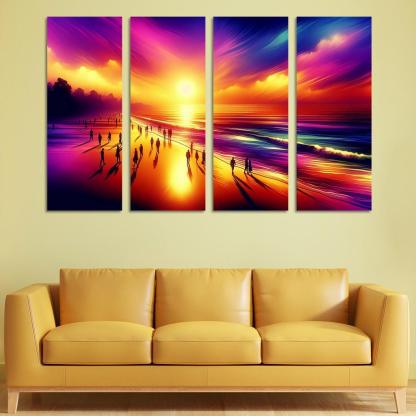 Shimmering Sands Sunset Beachwalks Abstract Paintings Frame