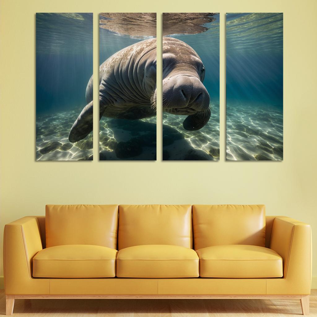 The Mysterious Manatee In Coastal Waters Framed Paintings
