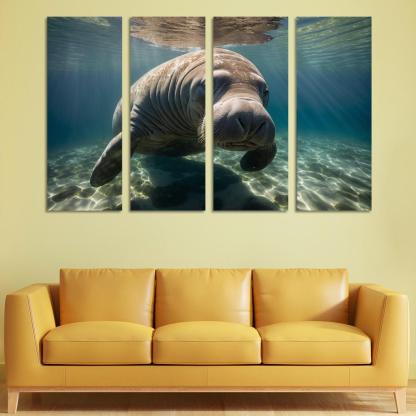 The Mysterious Manatee In Coastal Waters Framed Paintings