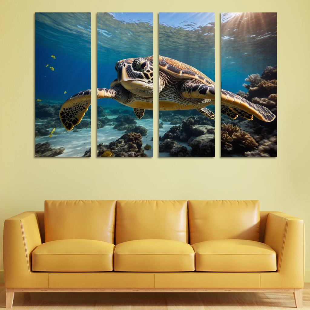 The Graceful Sea Turtle Ancient Traveler Of The Oceans Modern Paintings Frame