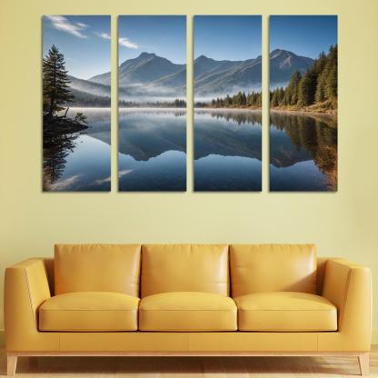 The Celestial Splendor Of Mountain Reflections Oil Paintings Frame