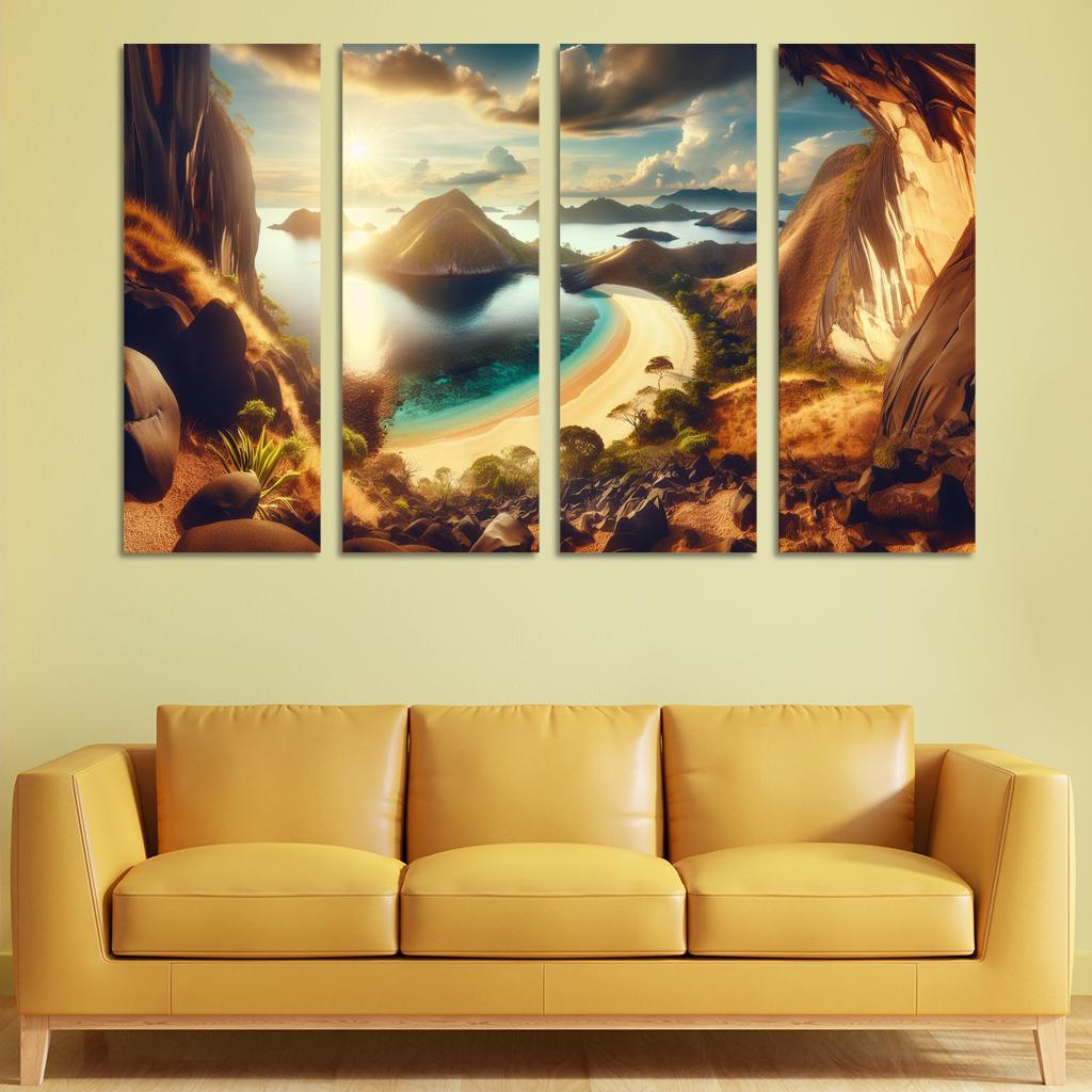 Amber Dunes Deserted Island Adventure Multi-panel Paintings