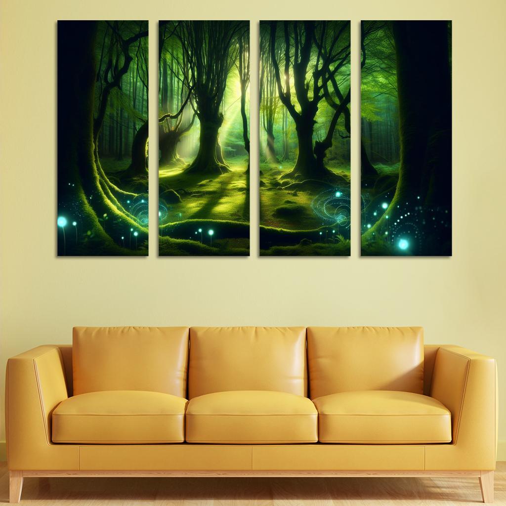 The Whispering Glade 4 Piece HD Modern Canvas Panels-Original Frame