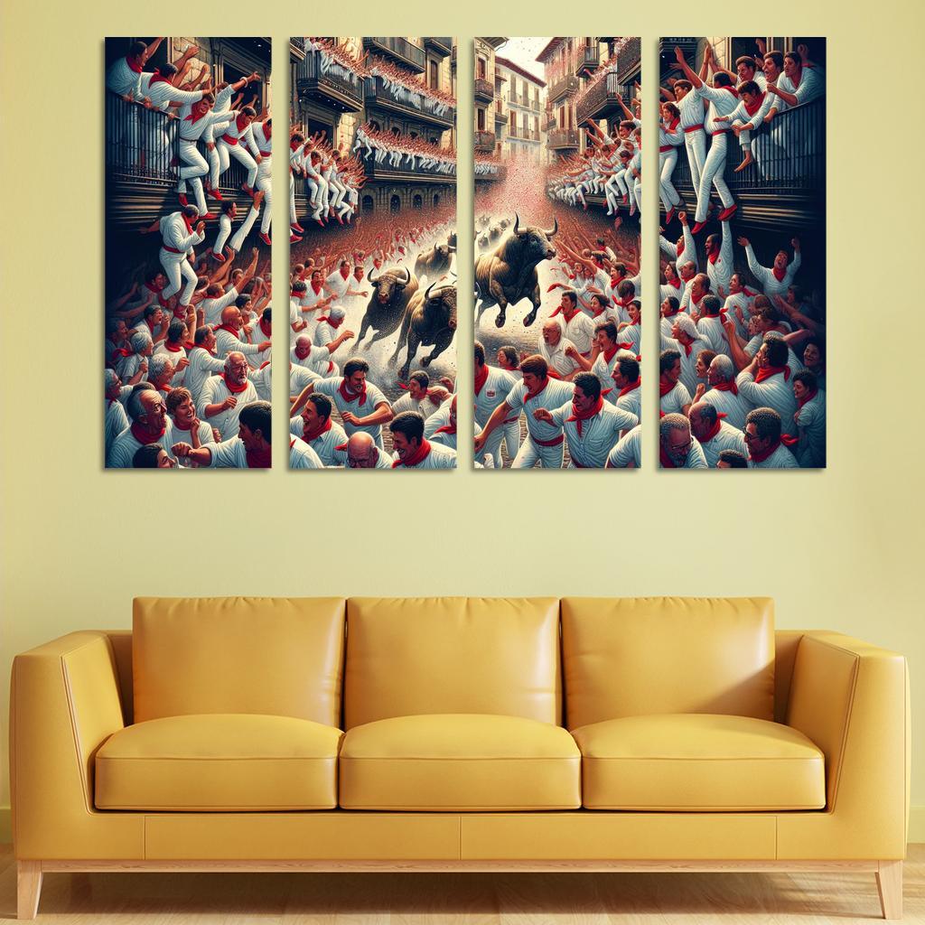 San Fermin Festival - Pamplona Spain Canvas Paintings Frame