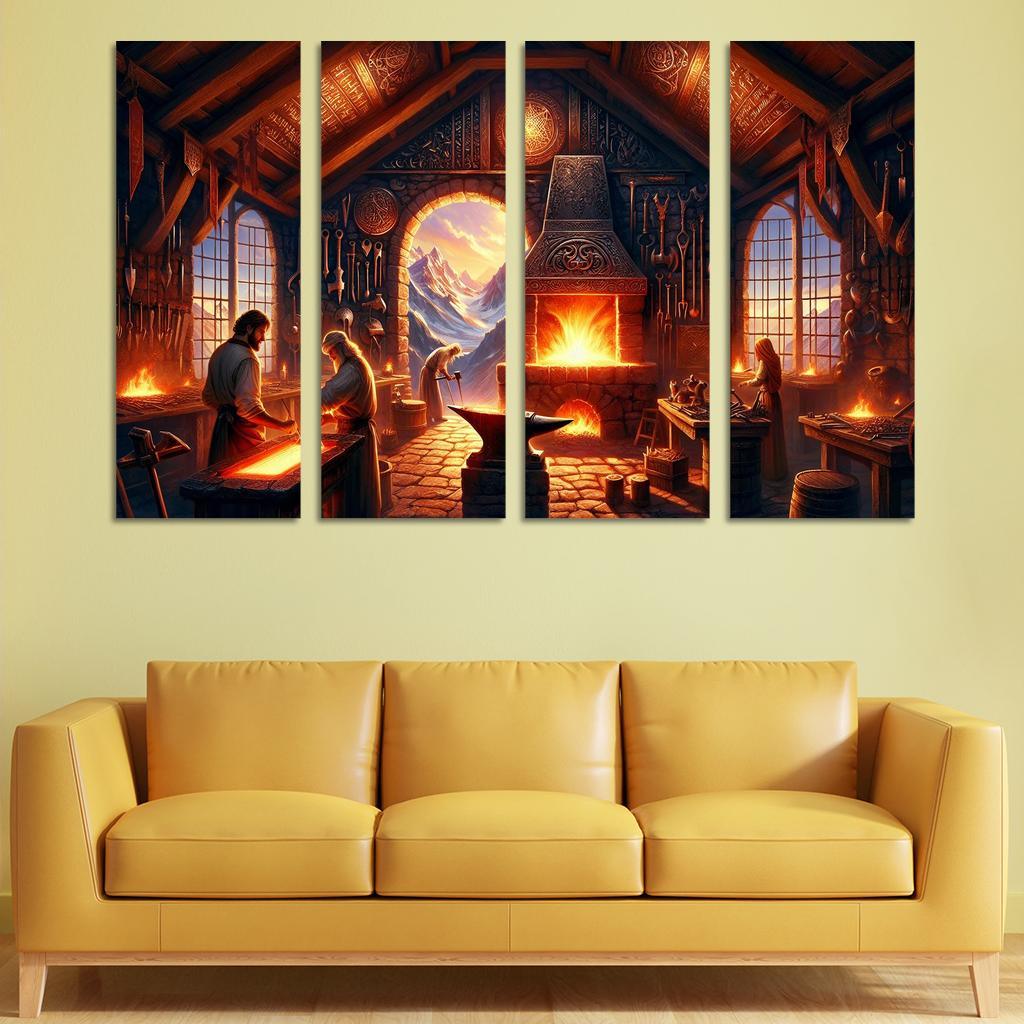 The Arcane Forge 4 Piece HD Modern Canvas Panels-Original Frame