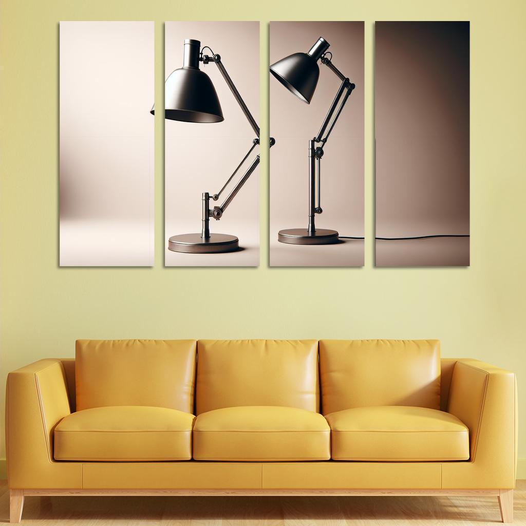 Contemporary Floor Lamp with Adjustable Shade 4 Piece HD Modern Canvas Panels-Original Frame