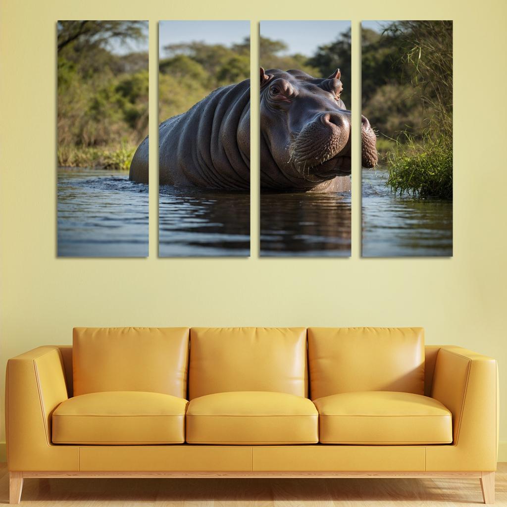 The Imposing Hippo The River Giant Custom Paintings Frame