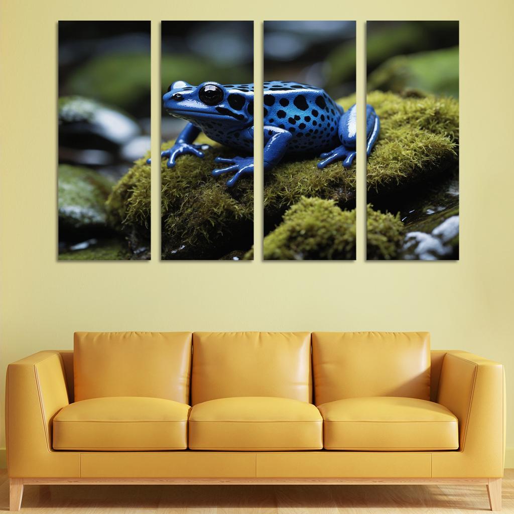 The Striking Blue Poison Dart Frog Multi-panel Paintings
