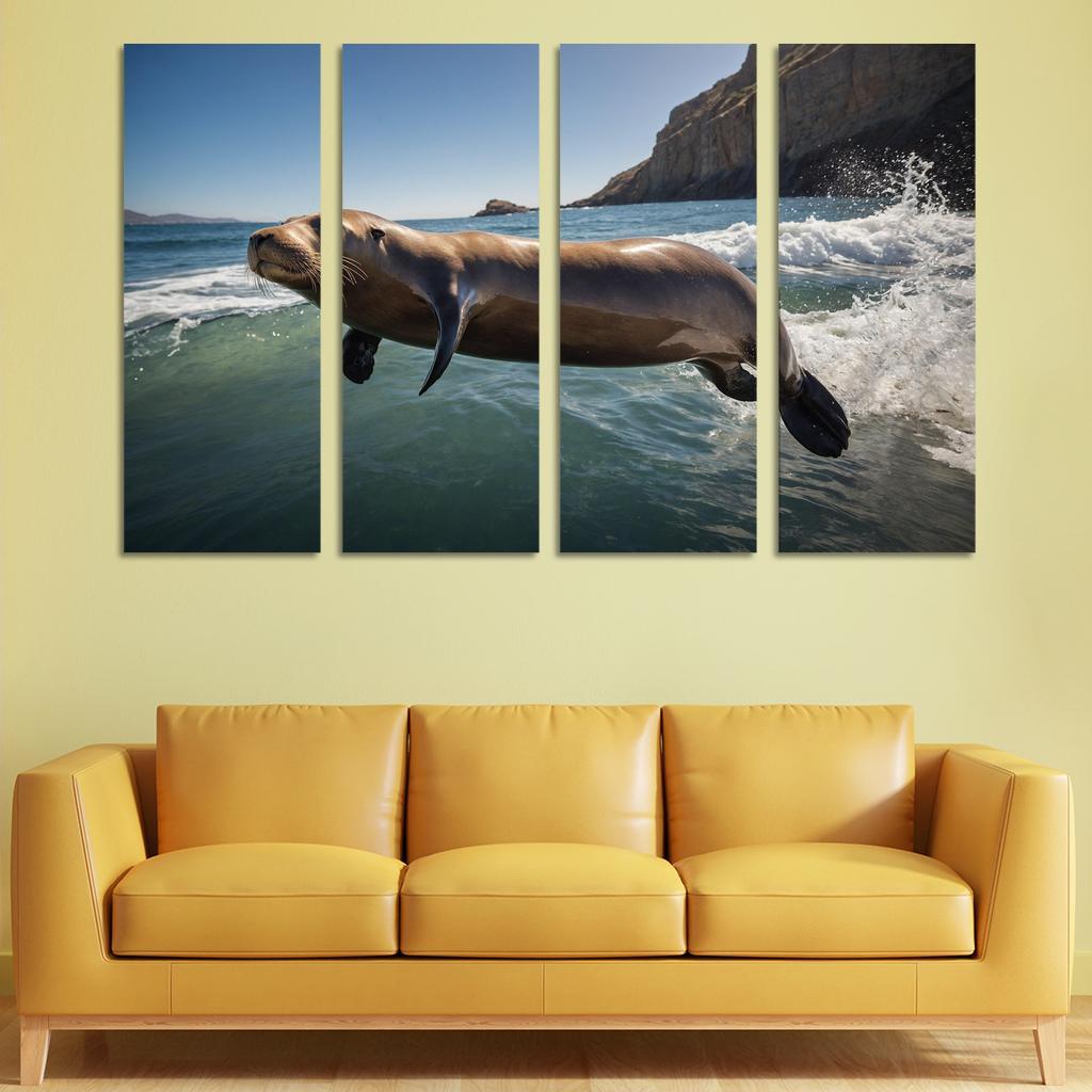 The Playful Sea Lion Charismatic Acrobats Of The Coast Modern Paintings Frame