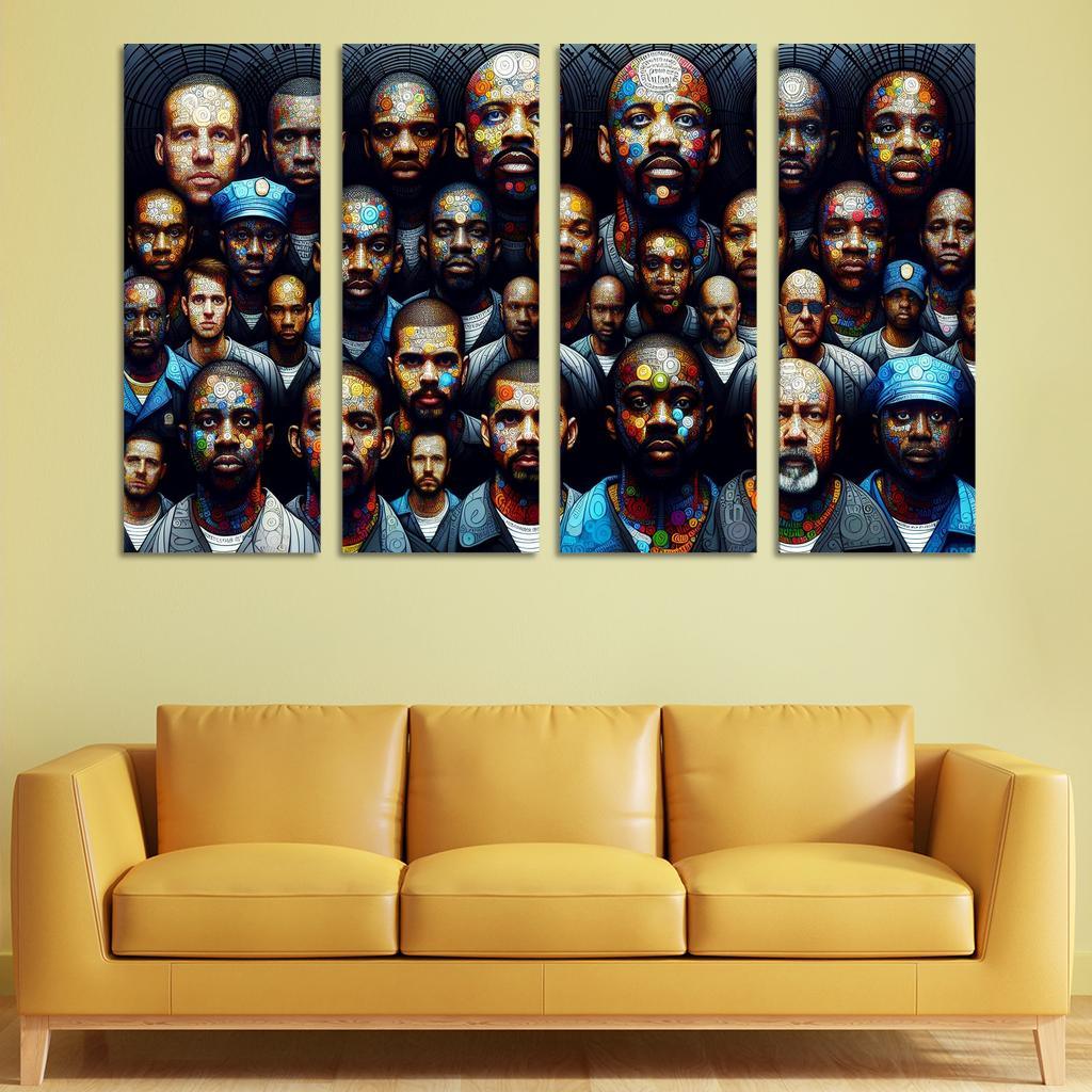 Echoes of Silence The Plight of the Incarcerated 4 Piece HD Modern Canvas Panels-Original Frame