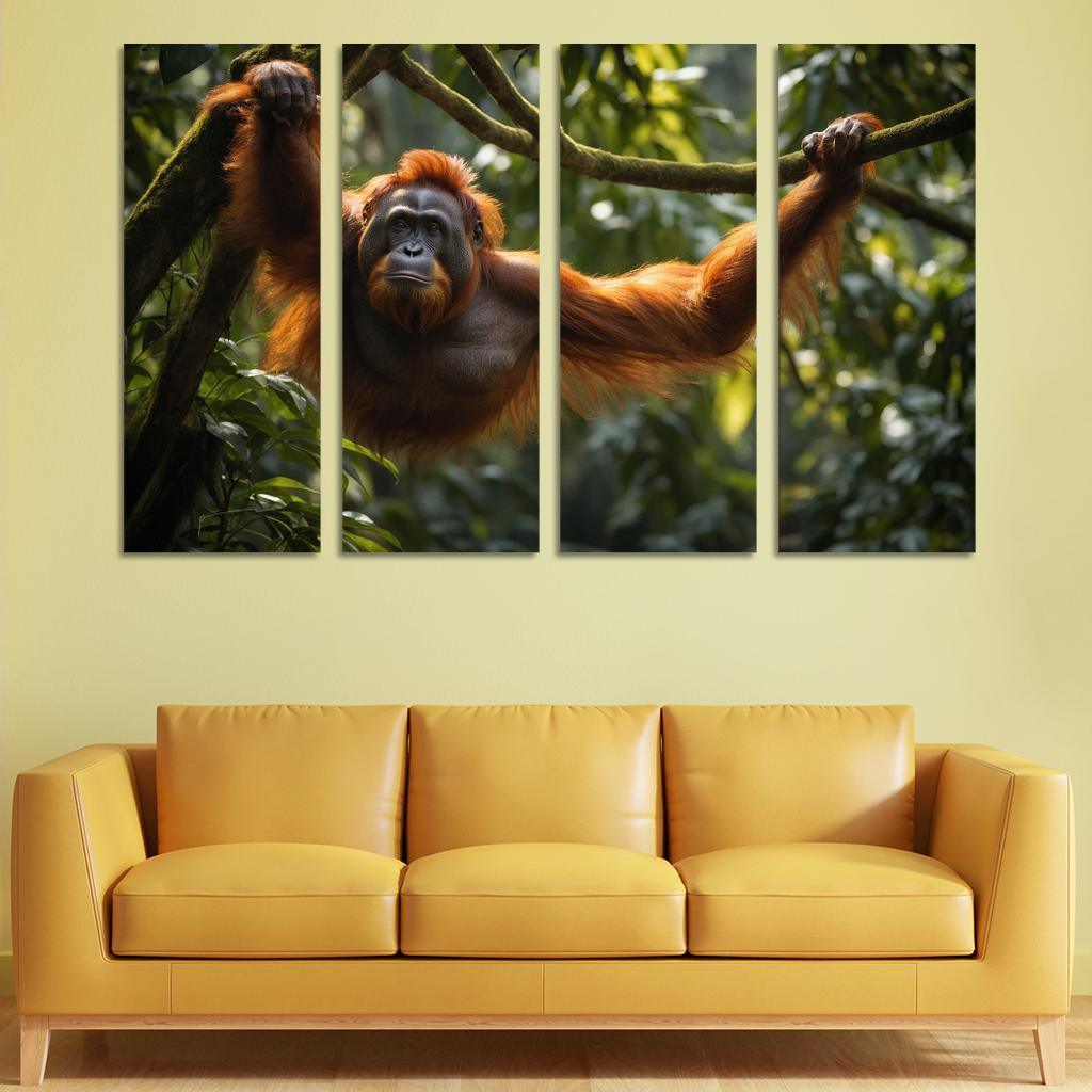 The Striking Bornean Orangutan The Gentle Giant Of The Jungle Modern Paintings Frame