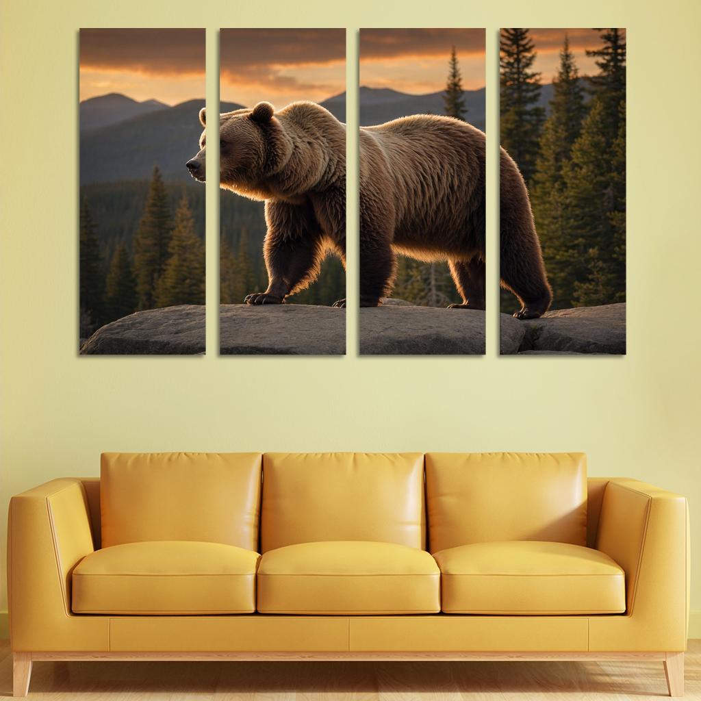 The Imposing Grizzly Bear In The Wilderness Canvas Paintings Frame