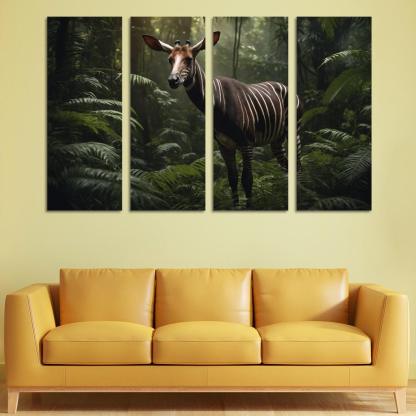 The Spectacular Okapi Forest Giraffe Canvas Paintings Frame