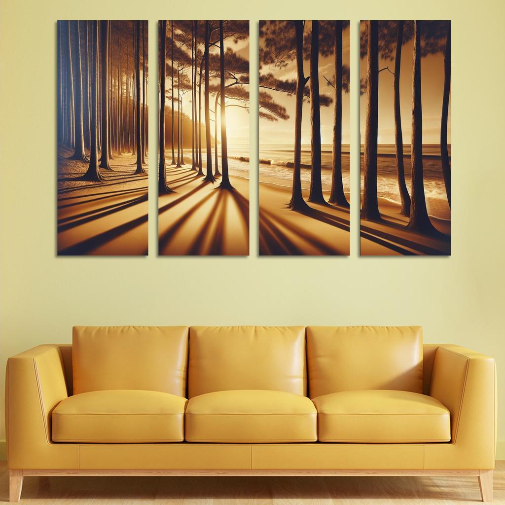 Whispering Pines Forest Meets Shore Abstract Paintings Frame