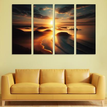 Morning Mist Beach Serene Sunrises Custom Paintings Frame