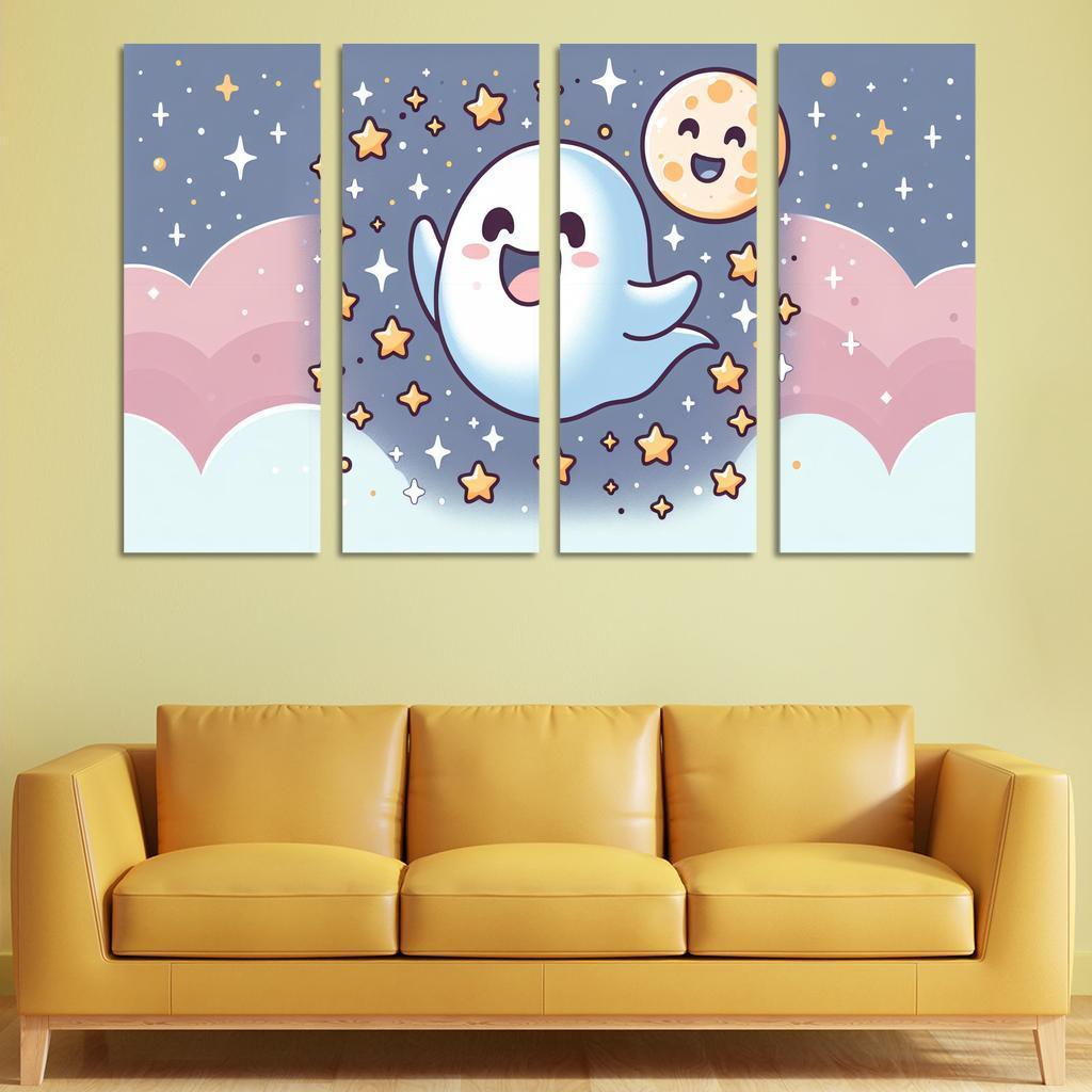 Giggly Ghost 4 Piece HD Modern Canvas Panels-Original Frame
