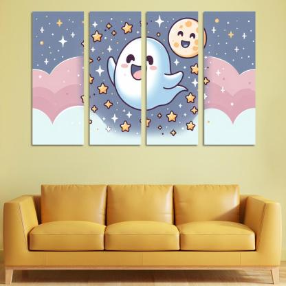 Giggly Ghost 4 Piece HD Modern Canvas Panels-Original Frame