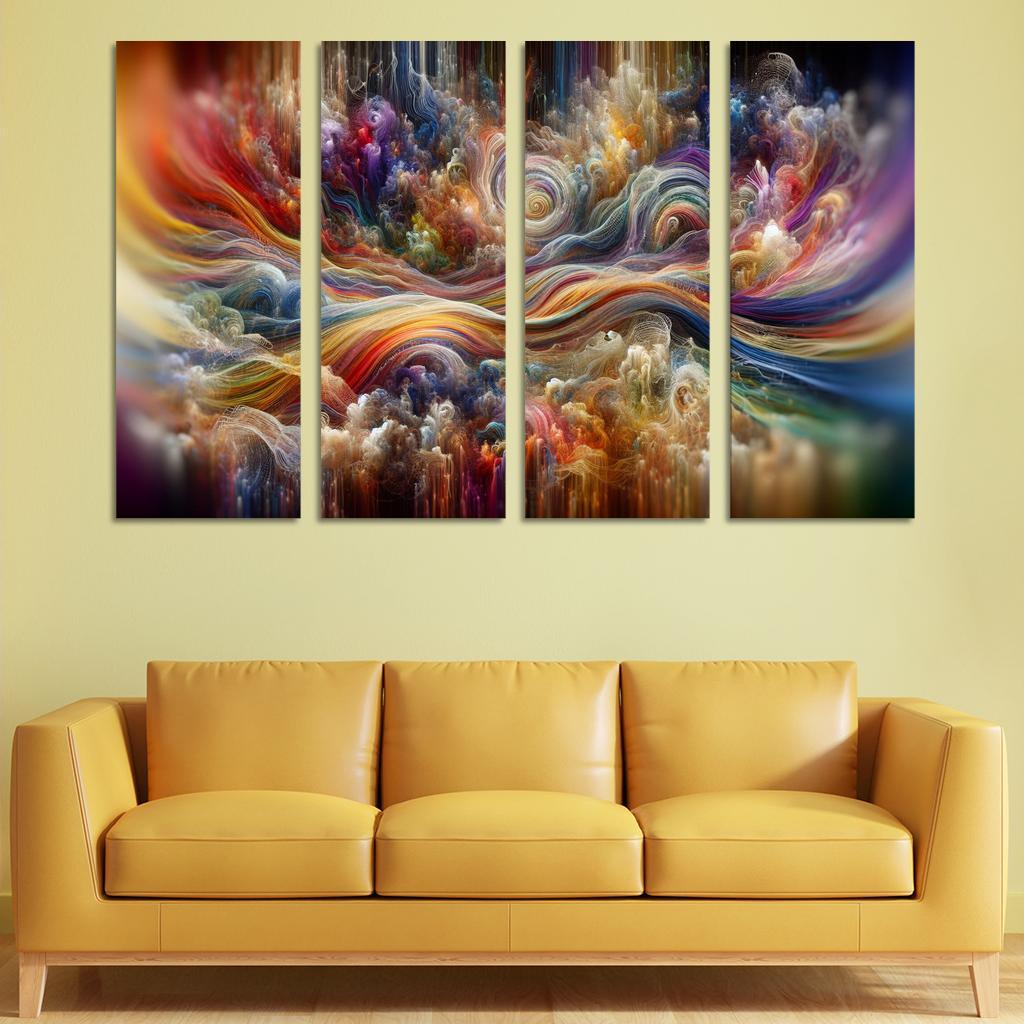 Timeless Threads of Memory 4 Piece HD Modern Canvas Panels-Original Frame