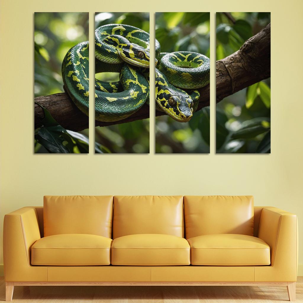 The Striking Green Tree Python An Arboreal Masterpiece Custom Paintings Frame