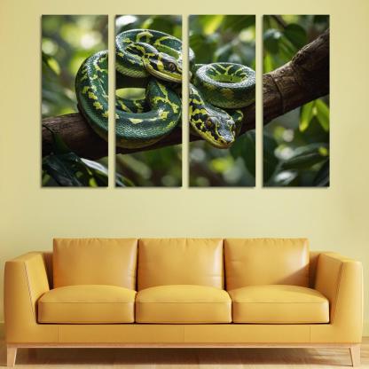 The Striking Green Tree Python An Arboreal Masterpiece Custom Paintings Frame