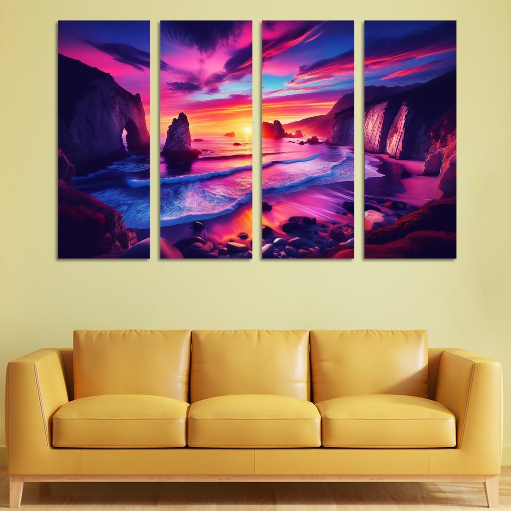 Crescent Bay Sunset Retreat Abstract Paintings Frame