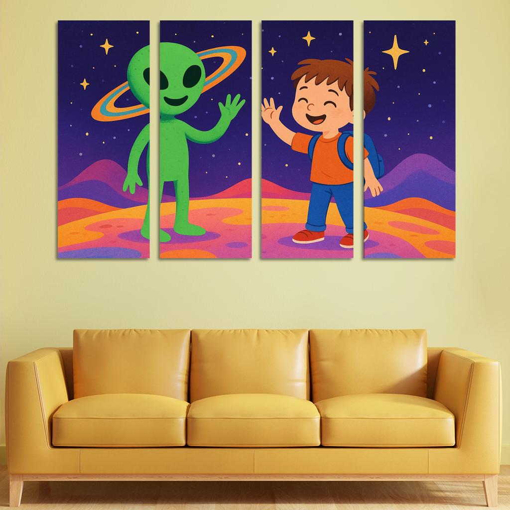 Alien Encounter - Outer Space Adventure Framed Paintings
