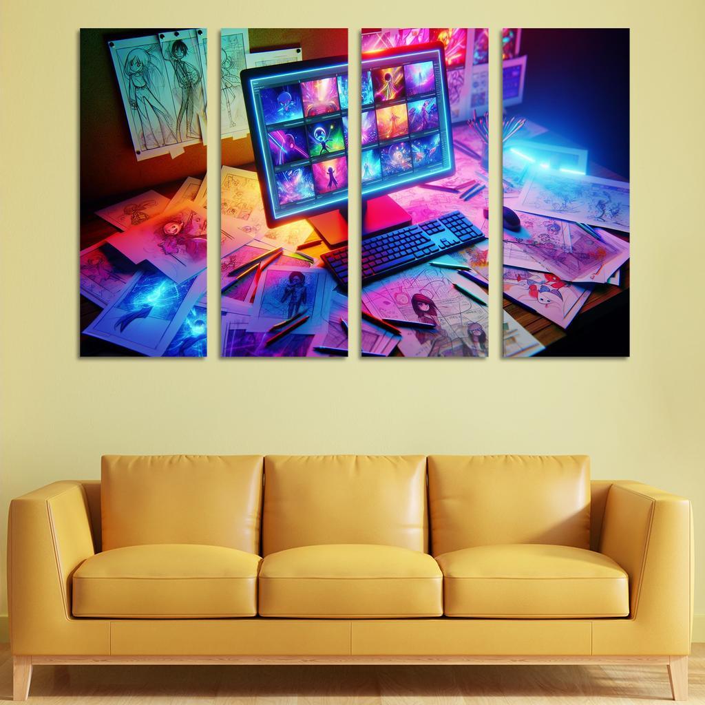 Storytelling through Digital Animation 4 Piece HD Modern Canvas Panels-Original Frame