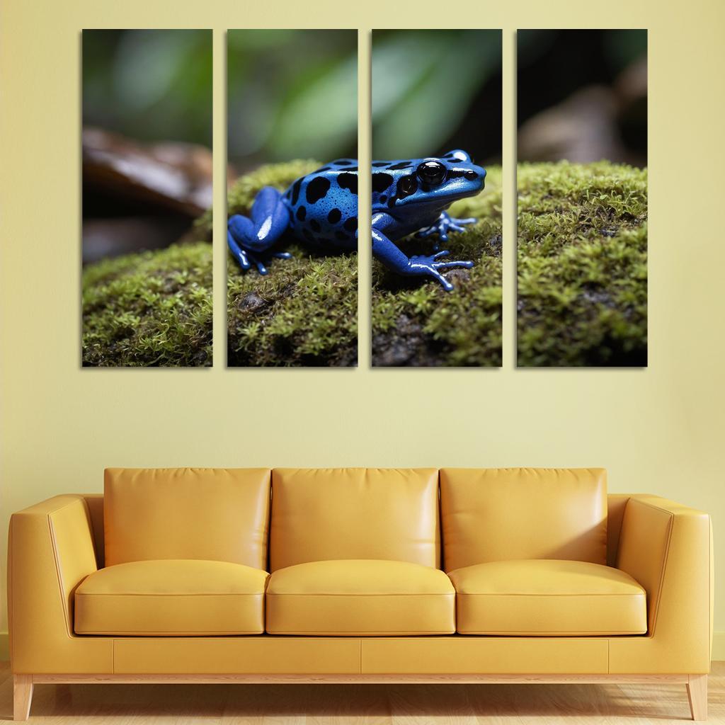 The Rare Blue Poison Dart Frog In A Tropical Rainforest Framed Paintings