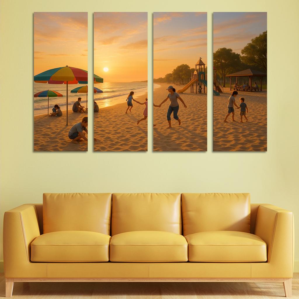 Sunrise Beach Calm And Family Friendly Custom Paintings Frame