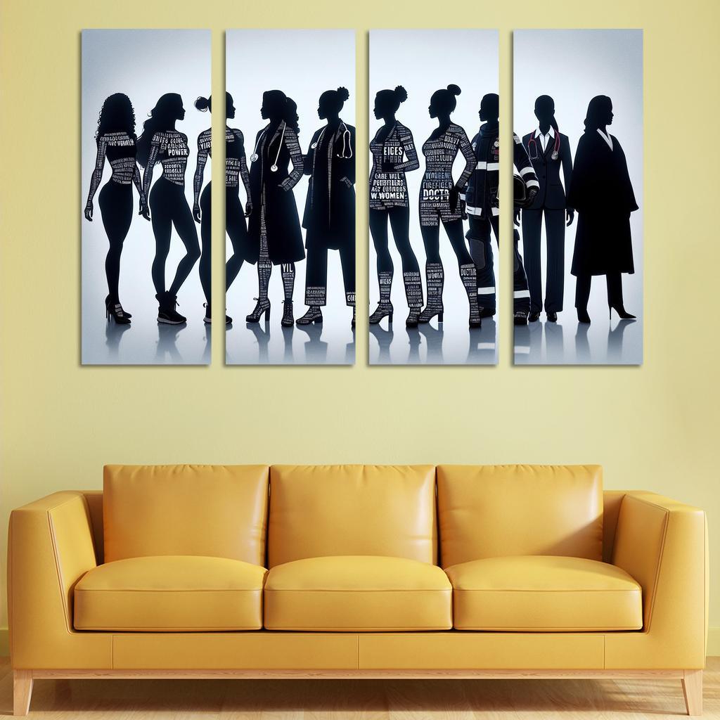 Voices of Change Empowering Women through Art 4 Piece HD Modern Canvas Panels-Original Frame