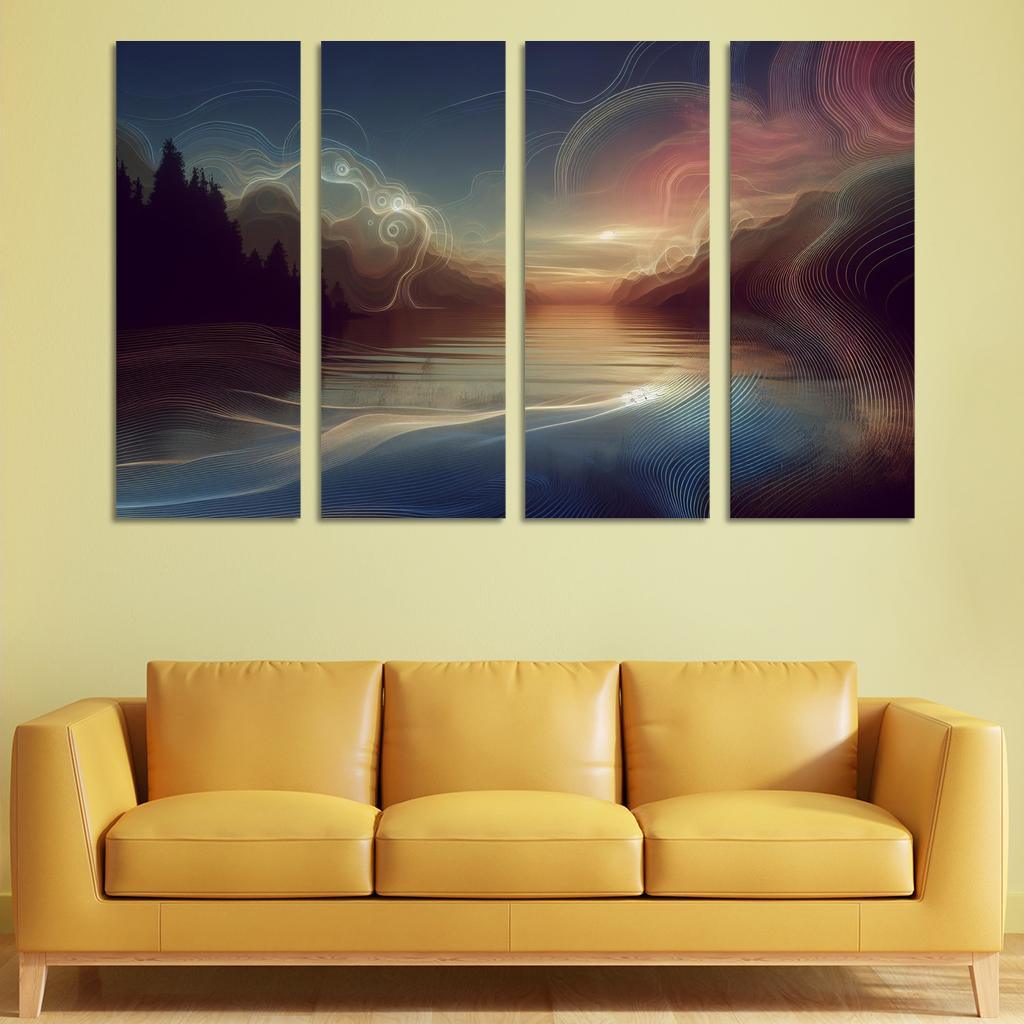 The Symphony of Silence 4 Piece HD Modern Canvas Panels-Original Frame