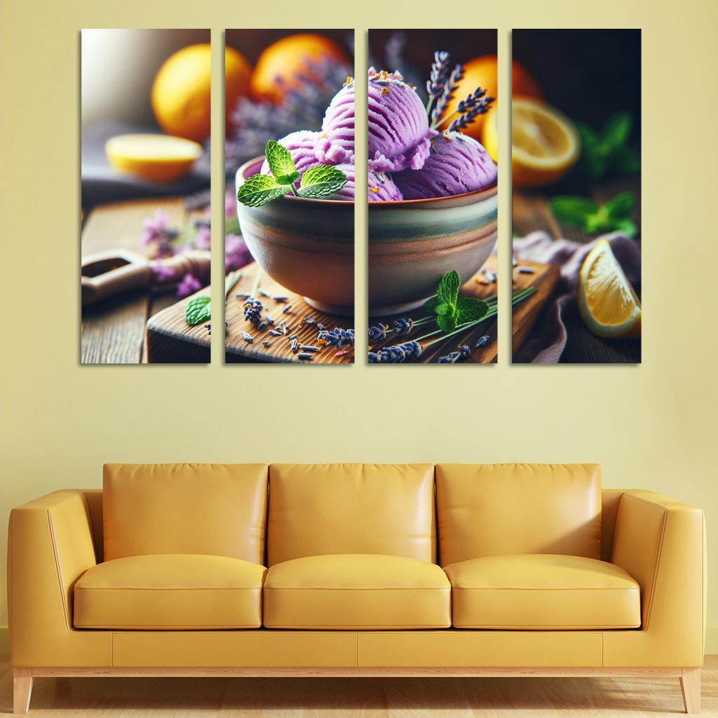 Lavender Lemonade Sorbet 4 Piece HD Modern Canvas Panels-Original Frame