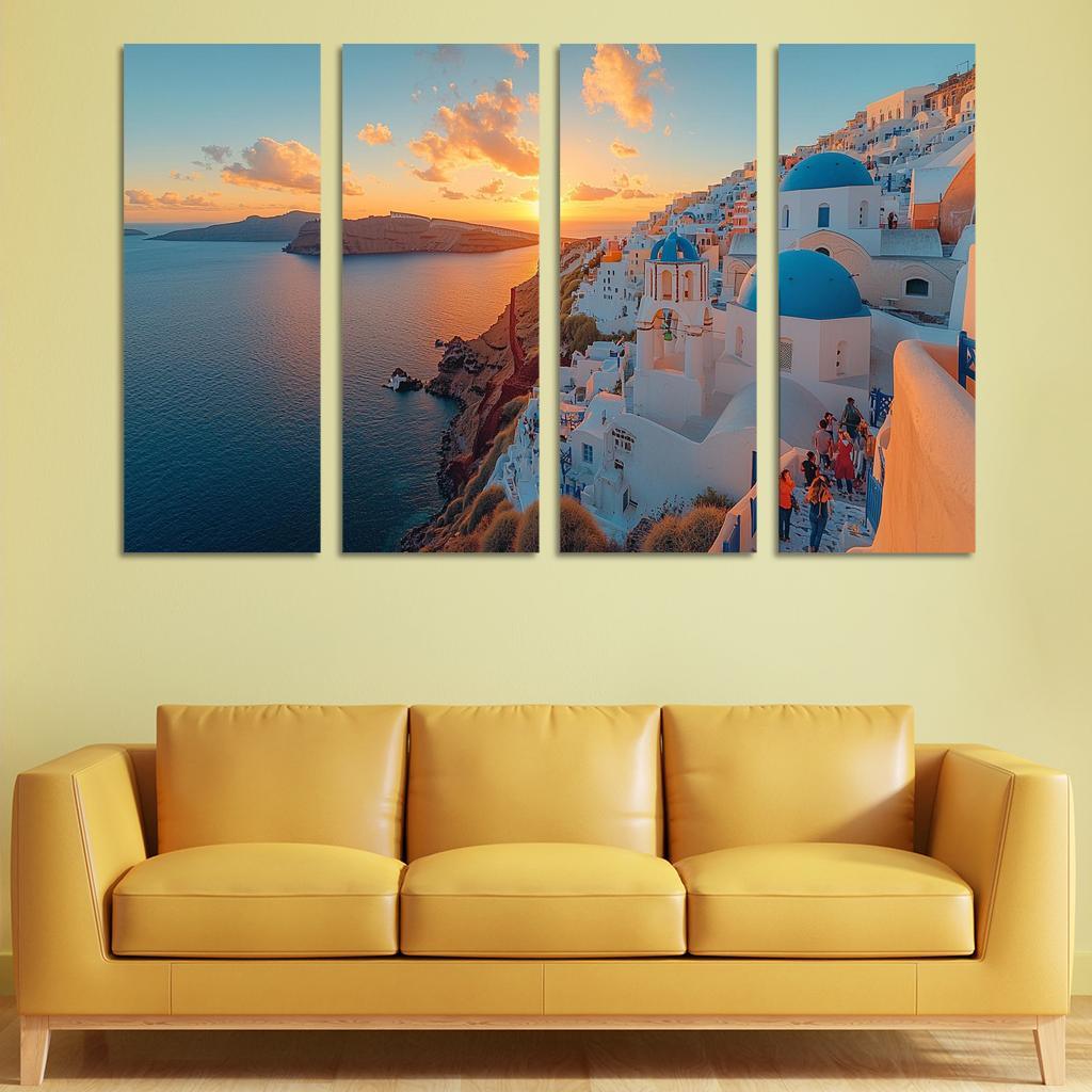 Santorini's Oia Village Abstract Paintings Frame