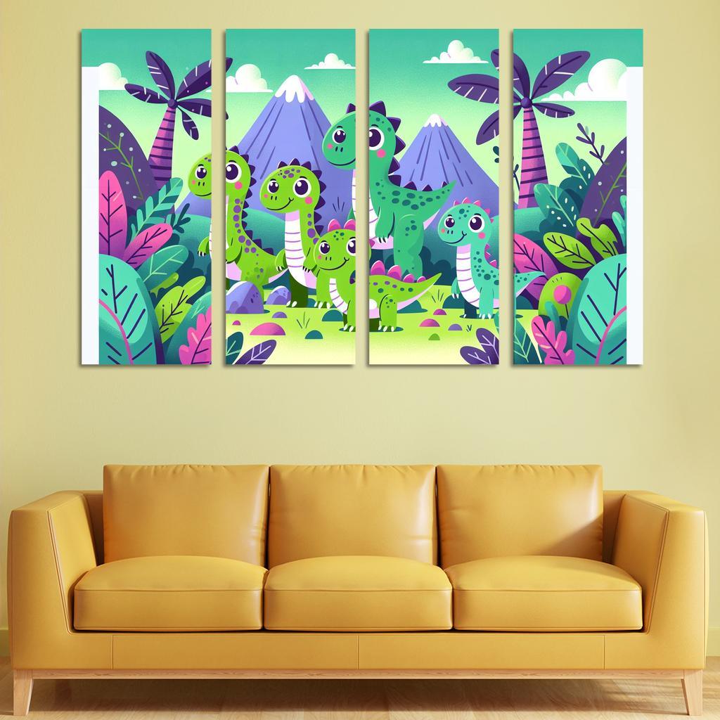 Daring Dinosaurs - Prehistoric Playground Framed Paintings