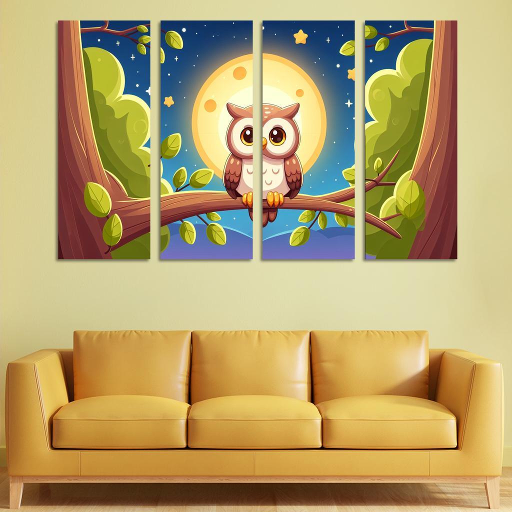 Adventure Owl 4 Piece HD Modern Canvas Panels-Original Frame