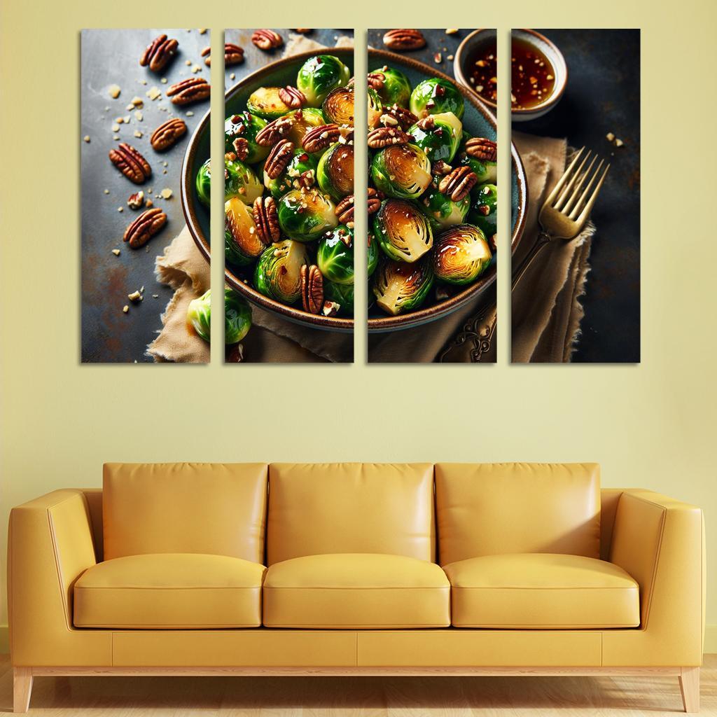 Cinnamon Maple Roasted Brussels Sprouts 4 Piece HD Modern Canvas Panels-Original Frame