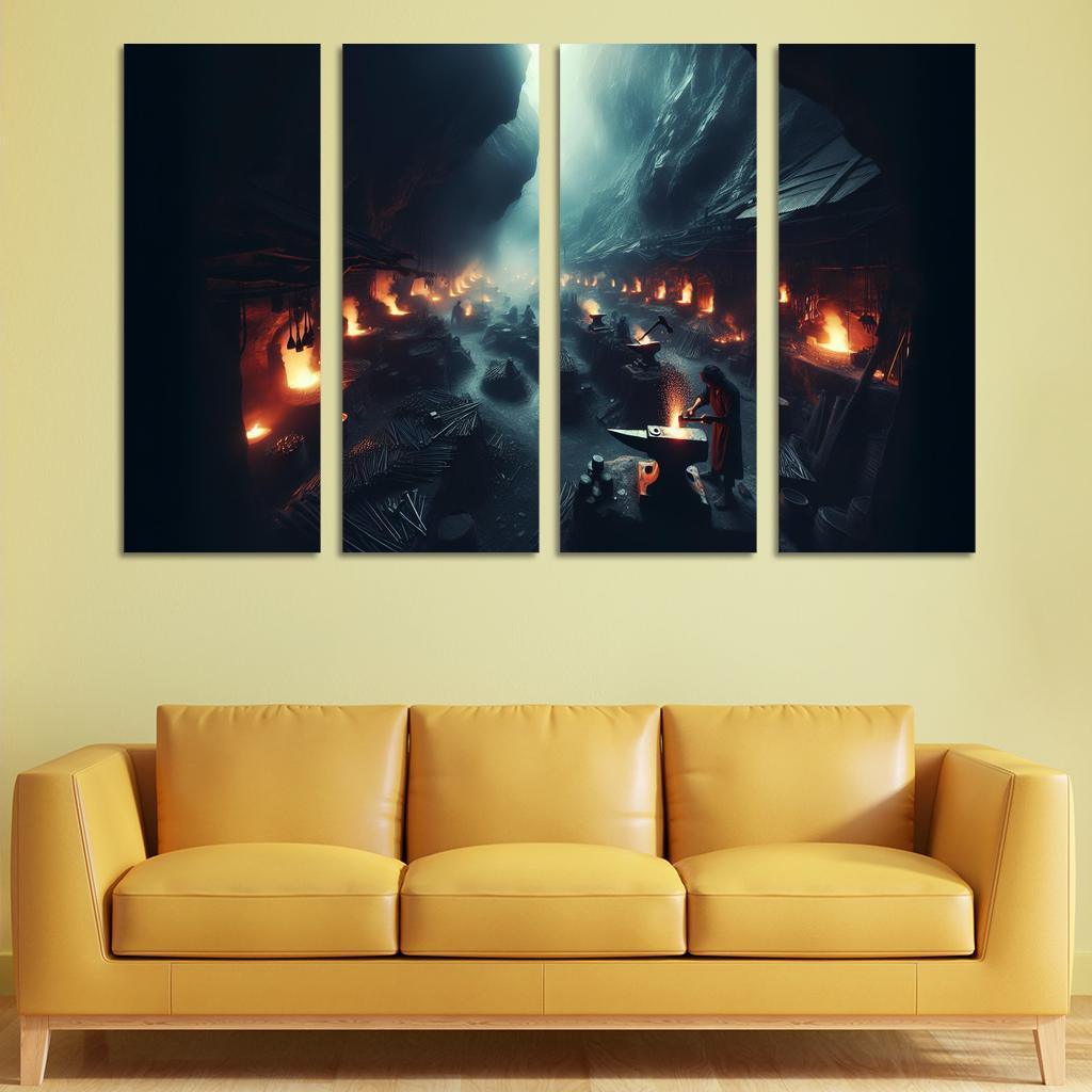 The Shadow Forge 4 Piece HD Modern Canvas Panels-Original Frame